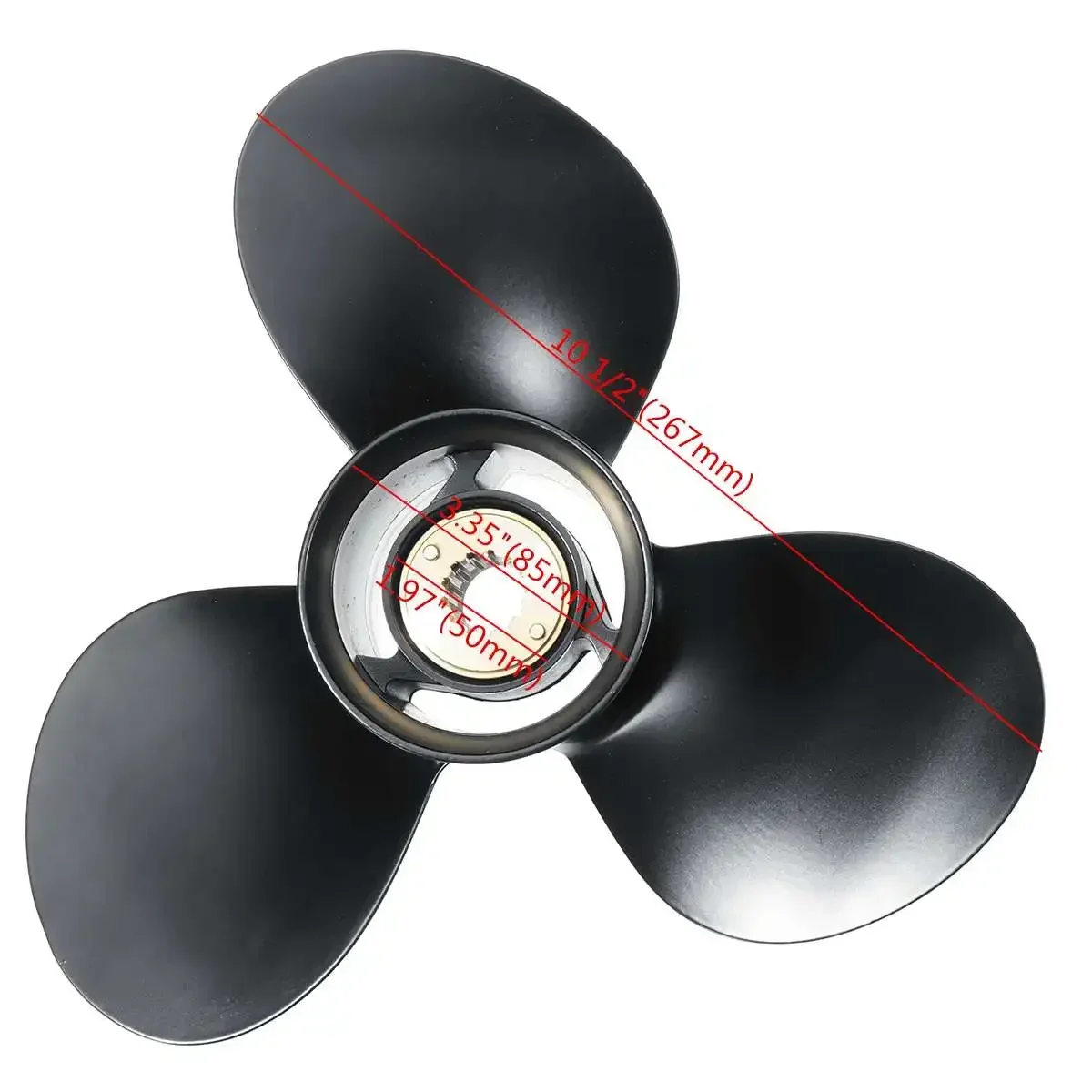 For Mercury Engine 25-70HP 3 Blades 10 1/2 x 13 Marine Propeller 13 Spline Tooths Aluminum Alloy Outboard Propeller 48-816704A40