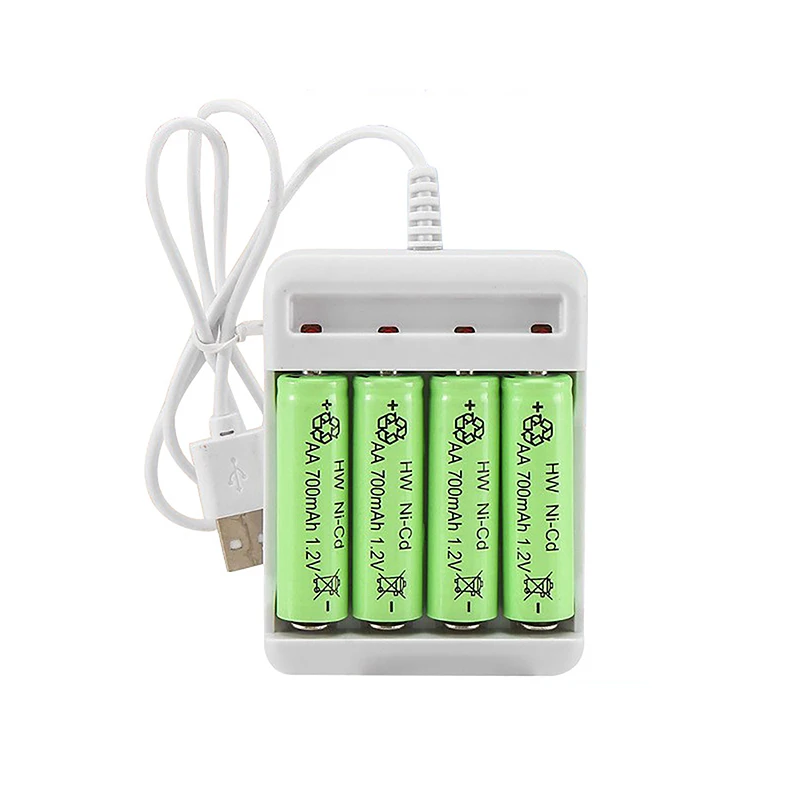 Stasiun baterai isi ulang AAA dan AA USB 3/4 kecepatan tinggi pengisi baterai isi ulang cepat pelindung arus pendek