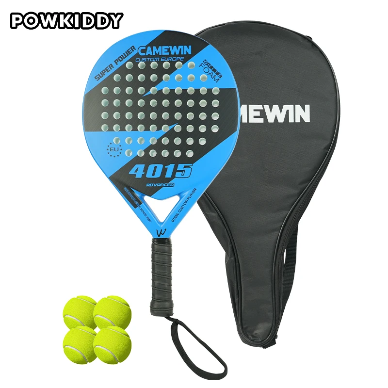 

POWKIDDY padel racket tennis racket carbon fiber surface with EVA memory foam core light beach tennis racket with handbag