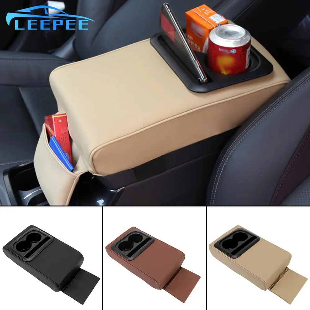 Hand Elbow Support Car Armrest Cushion Box Auto Accessories Anti-fatigue Arm Rest Storager Box With Cup Holder 1PCS