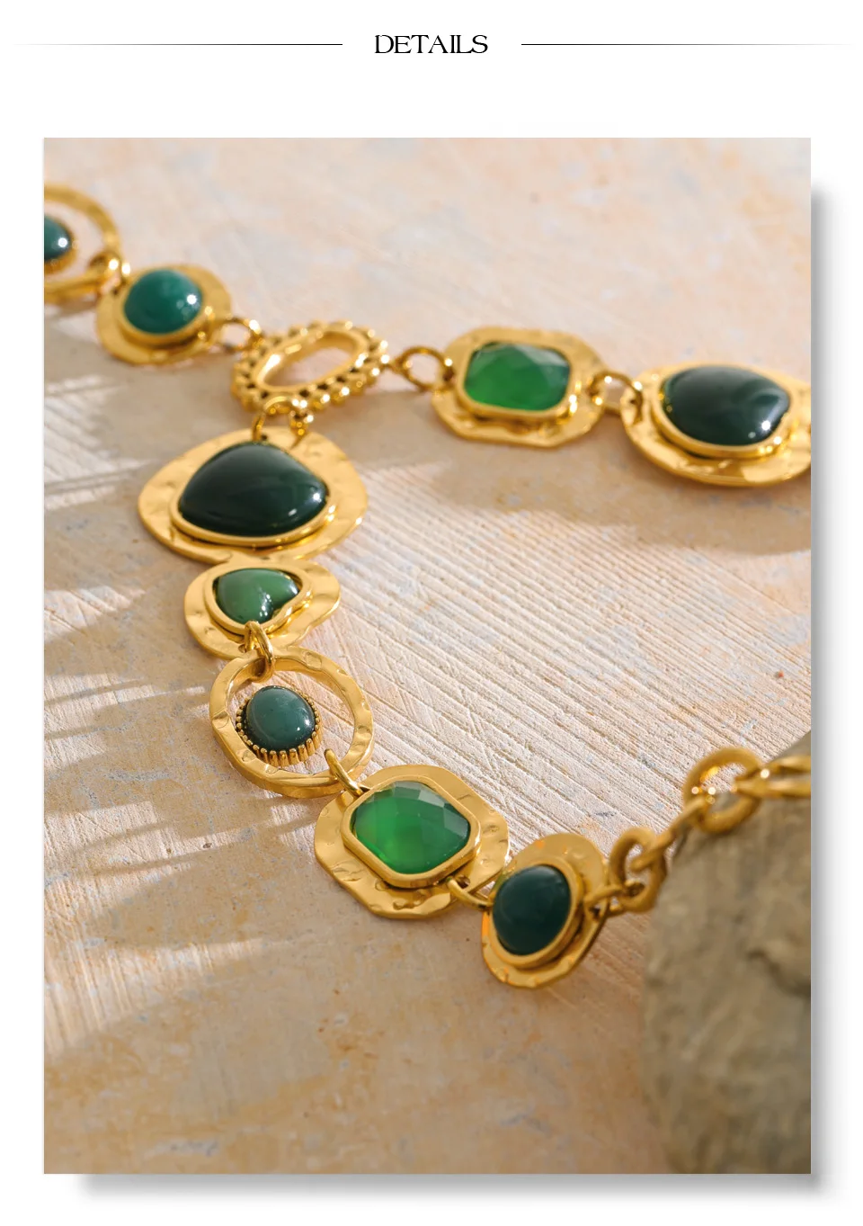 Yhpup Edelstahl-Halskette mit grünem Harz und Y-Kette, Statement-Halskette im Herbst-Winter-Stil, beliebter Charm-Schmuck – Detail 10