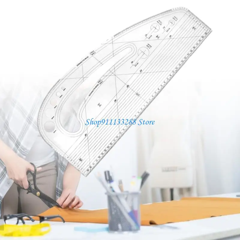Acrylic Pattern Making Ruler For Fabric Cutting Includes 5 Button Patterns 3 Eyelet Guides And Curved Measuring Ruler