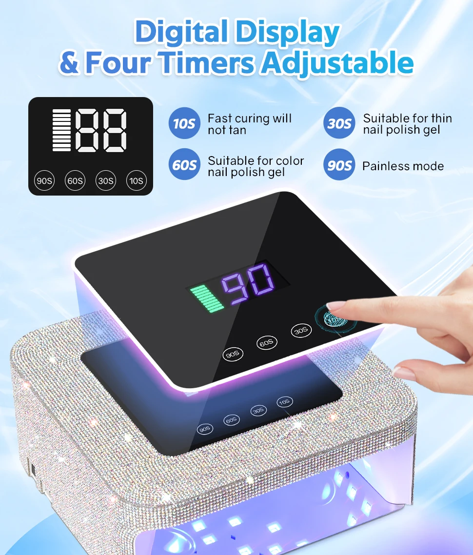 39LEDS 네일 램프 33W 충전식 네일 드라이어 터치 스크린 4 타이머 네일 아트 매니큐어 램프 UV 캐빈