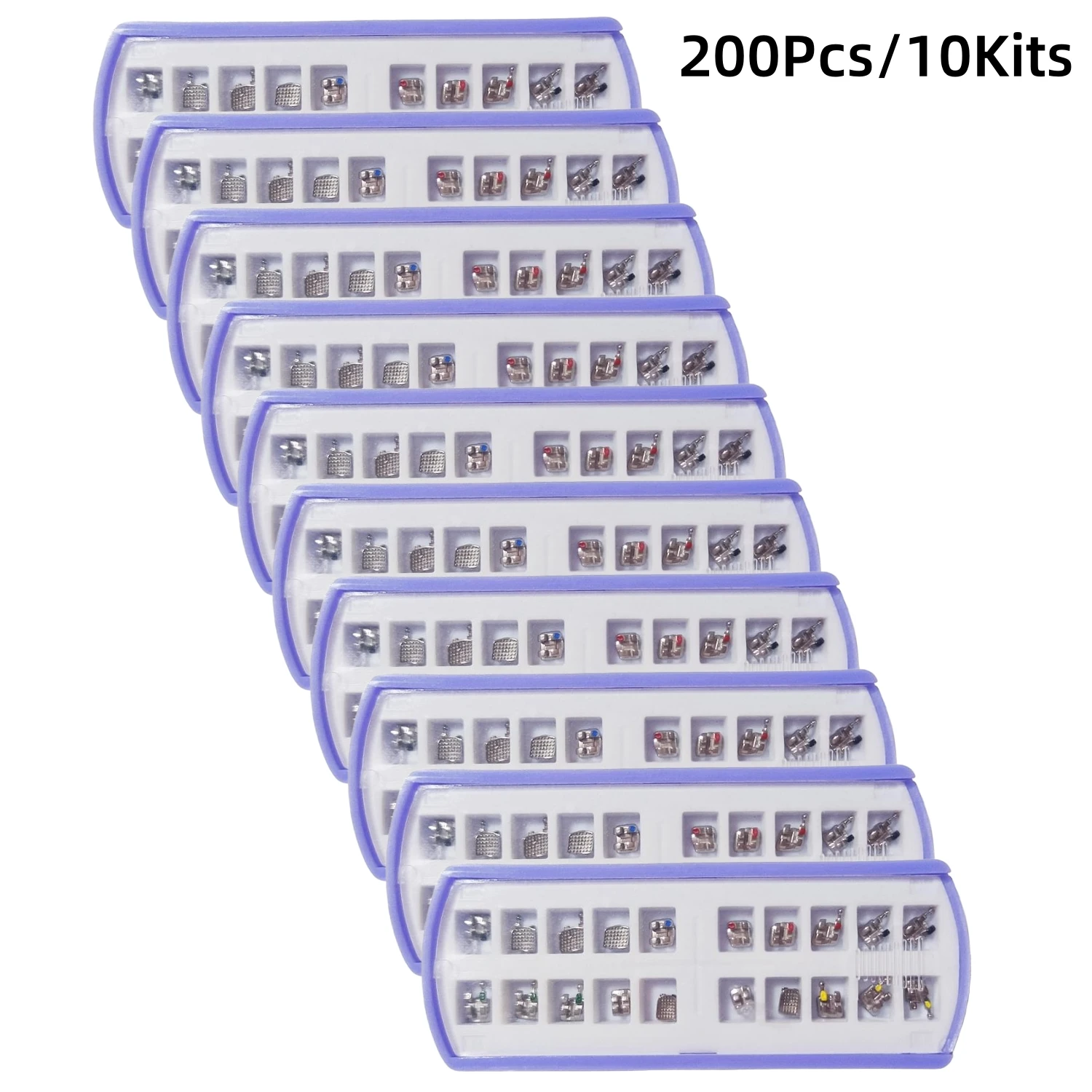 10 Sets Dental Halterung Kieferorthopädische Zahnspangen für Zähne Metall Mesh Basis Monoblock Split Mini Roth MBT 022 345 Haken Zahnarzt ortodoncia – Detail 10