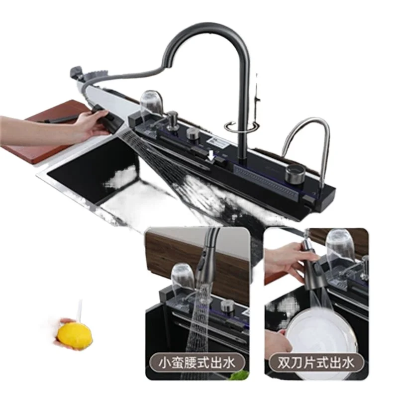 

Waterfall sink kitchen piano keys integrated whole set