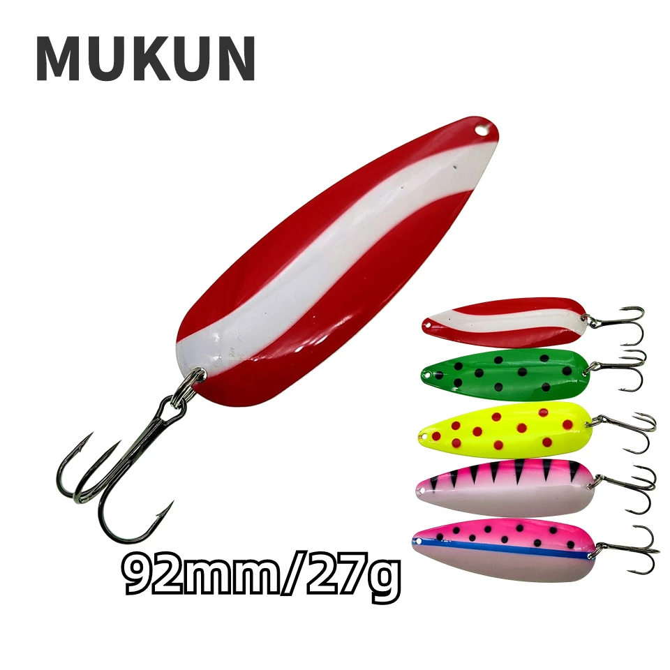 MUKUN 1PCS Fishing Spoons Lure 92mm 27g Metal Spoon Sequin Hard Bait Fishing Lures For Striped Bass