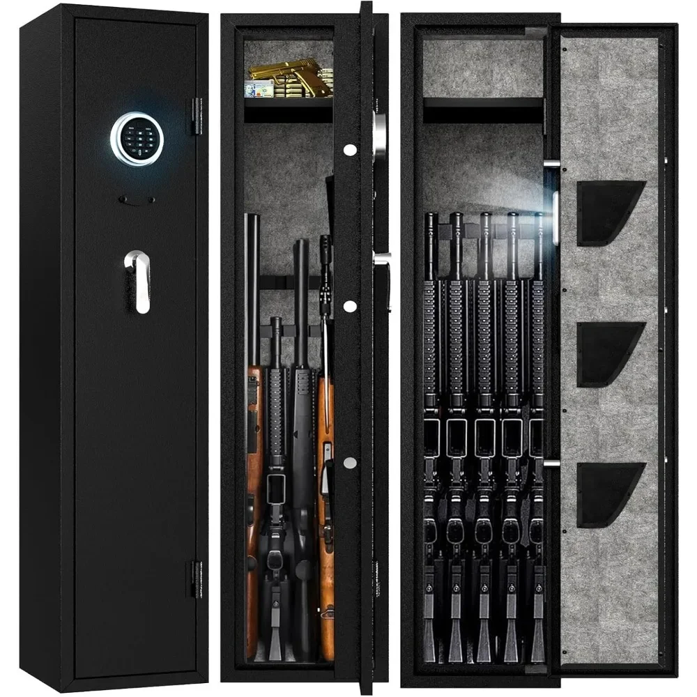 

4-5 Rifle Gun Safe, Gun Cabinet for Home Rifle and Pistols with Upgraded Digital Keypad and LED Light