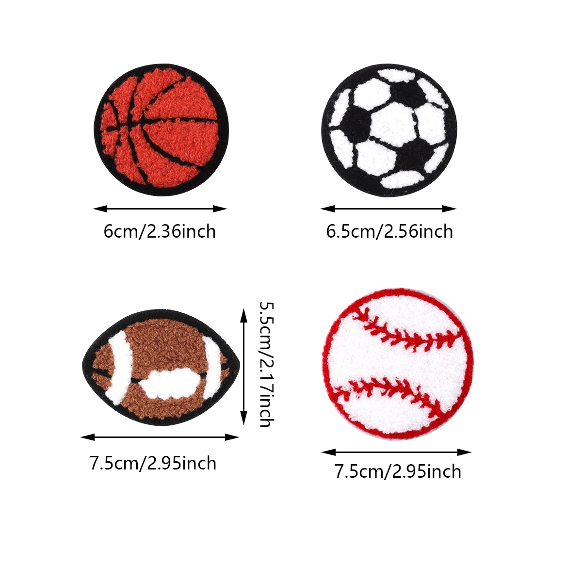 4Pcs Embroidered Patches Basketball Football Rugby Baseball Sewing Cloth Appliques For Clothes Hats Jeans Iron On Accessories