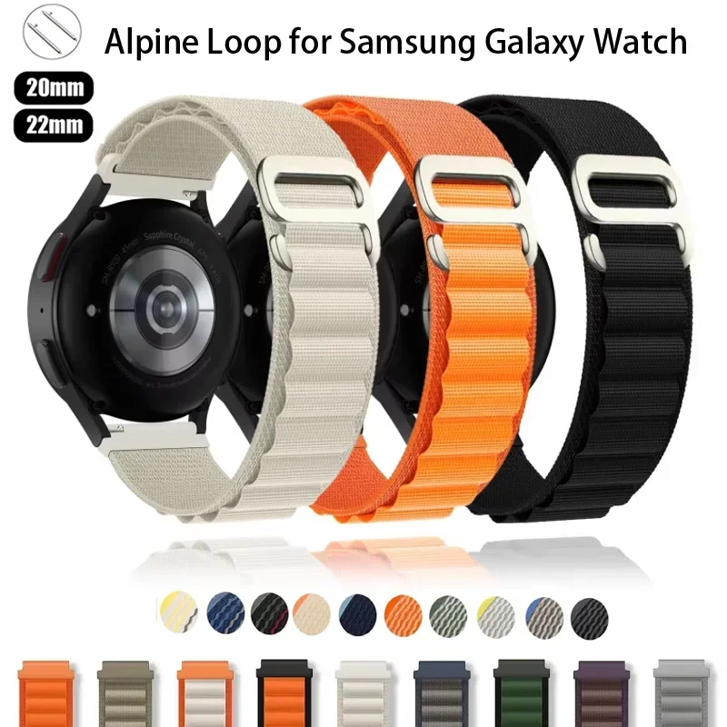 Alpine Loop for Samsung Galaxy Watch 7-6-4-Classic-5-Pro-FE Active 2 sport 20-22mm watch band bracelet Amazfit GTS 4/3/2e strap