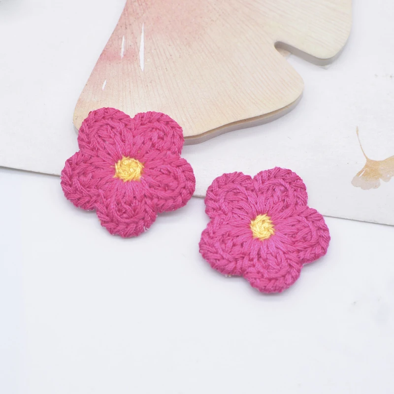 20Pcs 25mm Wool Flower Applique for DIY Clothes Hat Shoes Crafts Sewing Supplies Patches Headwear Hair Clips Decor Accessories