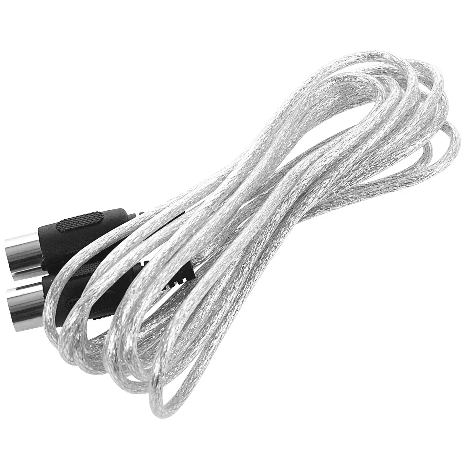 Supernew  Newest 3 meter 10ft MIDI Extension Cable 5 Pin Plug Male To Male Connector Silver