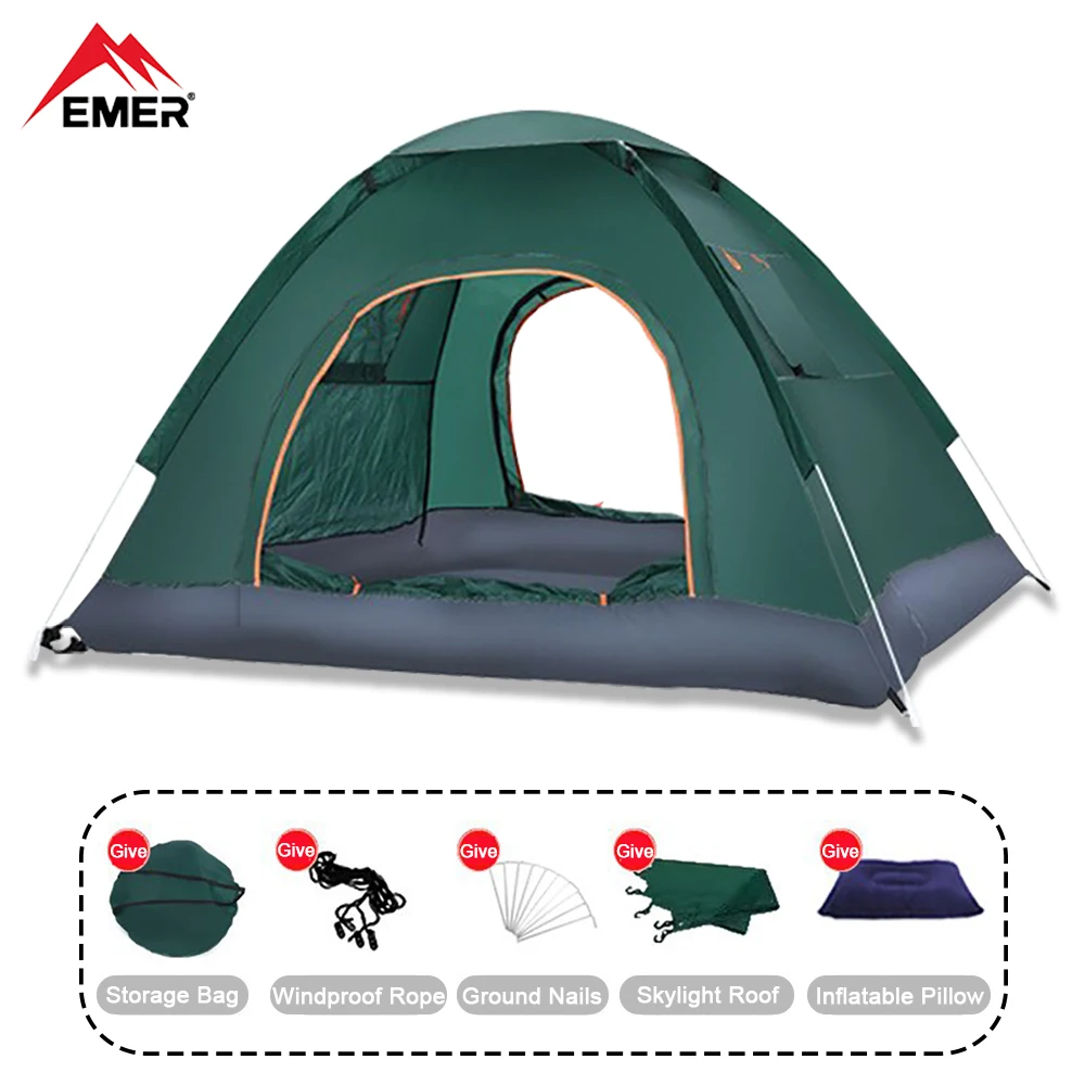 

EMER 3-4 Person One-touch Outdoor Camping Tent Waterproof Tent Automatic Tent for Hiking Sunshade Awning Travel Camping Supplies