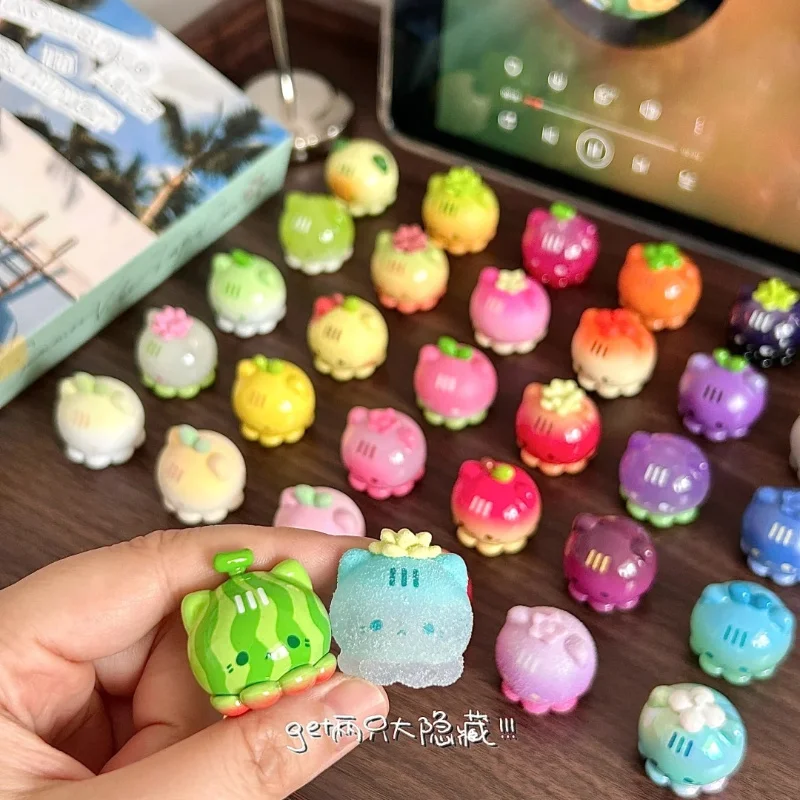 Disponibile Fragola Baffi Polpo Gatto Miao Miao Serie del mercato della frutta Simpatico sacchetto cieco Scatola cieca Simpatico adorabile frutta Mini modello regalo