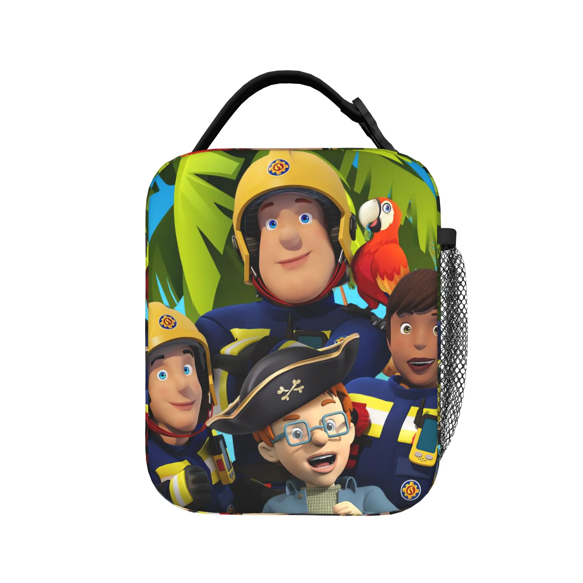 Firemans Sams Lunch Bag  Kawaii Lunch Box For Unisex School Portable Zipper Cooler Bag Oxford Graphic Design Thermal Lunch Bags