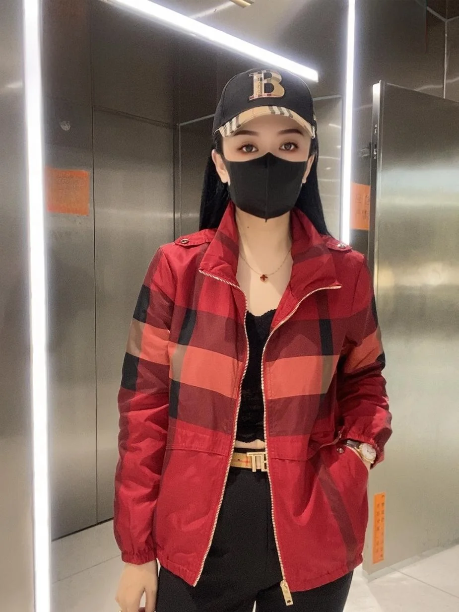 

Briti Sle Women's ort Jaet Loose Fit Thin Large Size Striped Faionable Windbreaker Outerwear Autumn Spring New Arrival