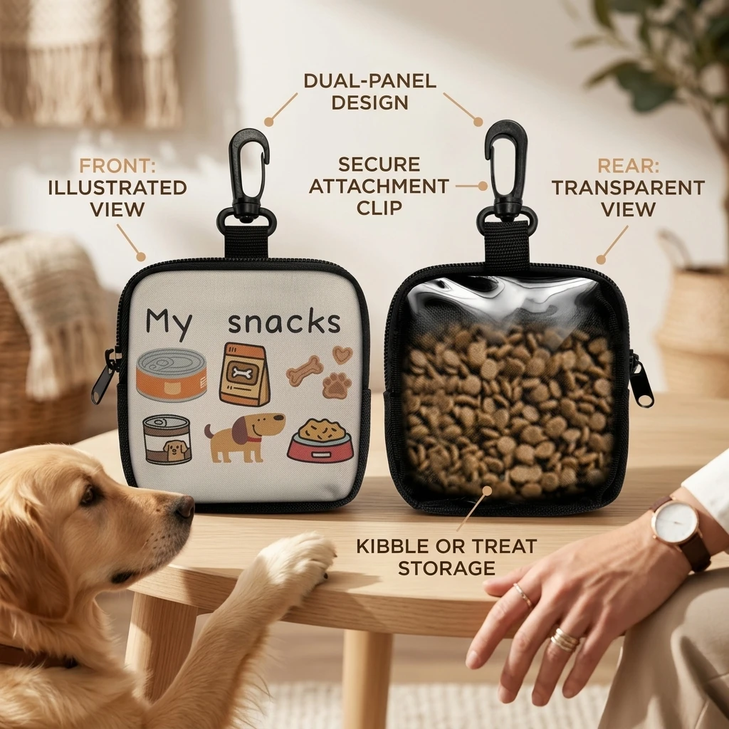 Dog Treat Pouch For Belt-Loop Leakproof Portable Pet Treats Holder With Transparent Window For Training Walking Outdoor Use