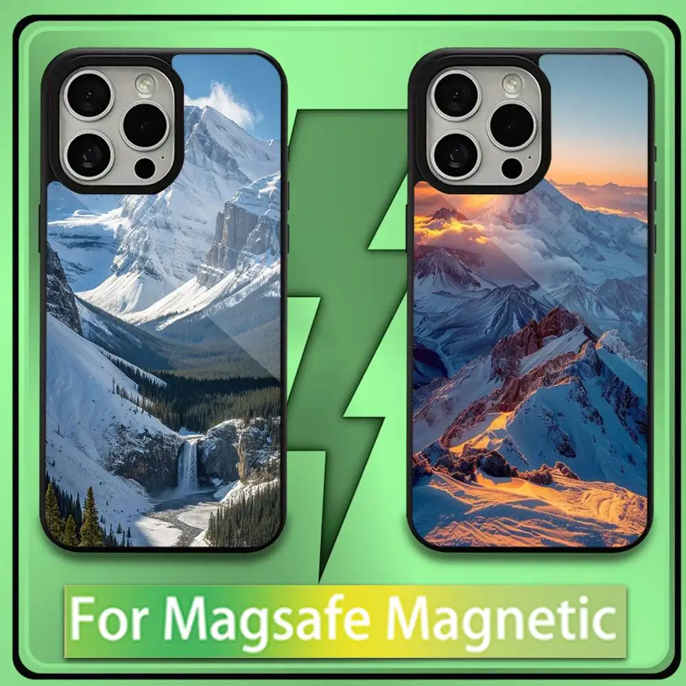

Natural Scenery Snow Mountain Phone Case For iPhone17,16,15,14,13,12,11,Plus,Pro,Max,Mini Soft Magesafe Magnetic Wireless Charge