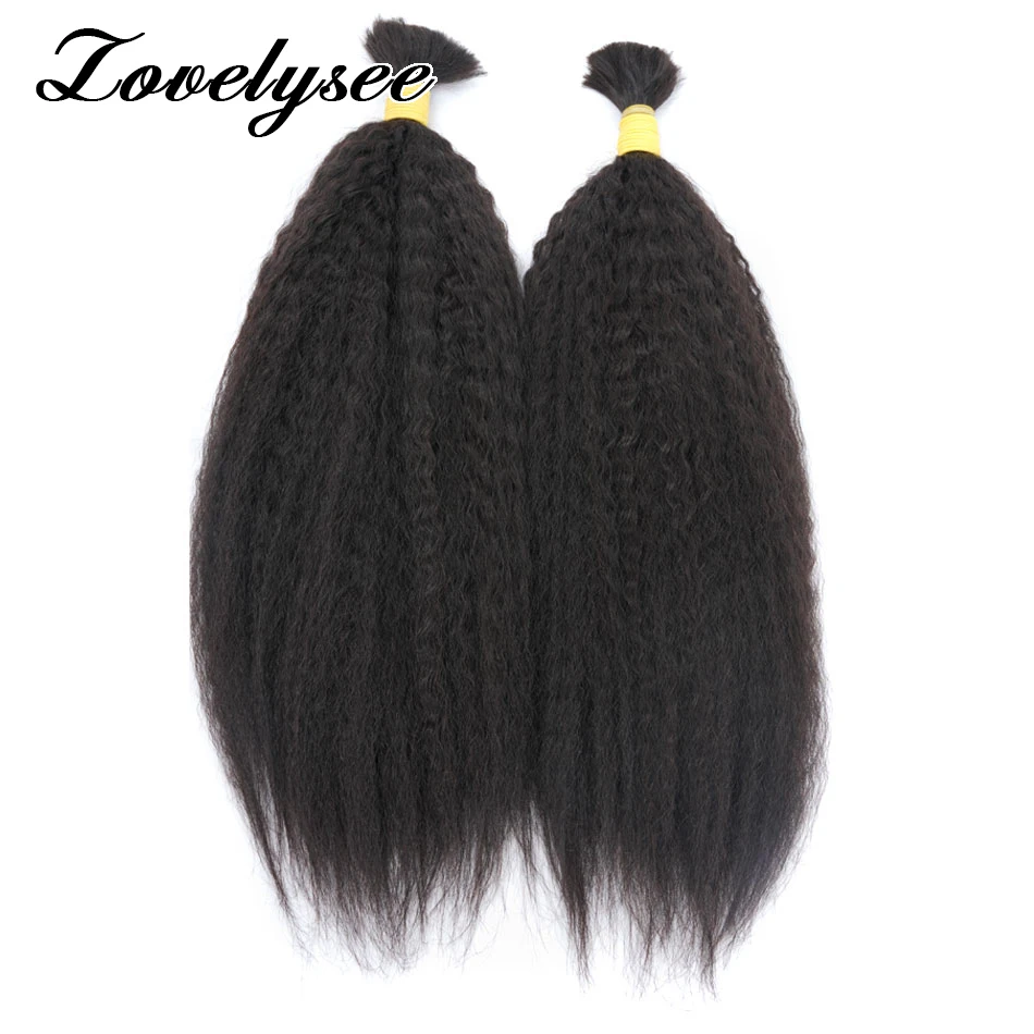 Kinky Straight Bulk Human Hair for Braiding No Weft Natural Color Real Human Hair Full End Bulk Human Hair Extensions for Woman