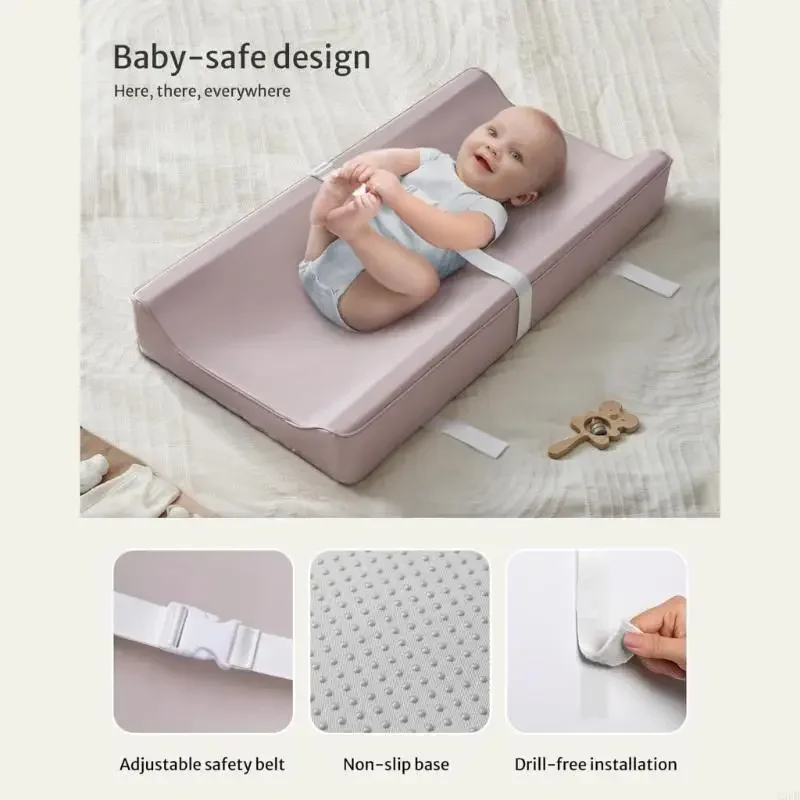 وسادة تغيير حفاضات الأطفال من جلد البولي يوريثان، مقاومة للماء وسهلة التنظيف، مغير الحفاضات لخزانة الملابس أو الطاولة 15UB #5