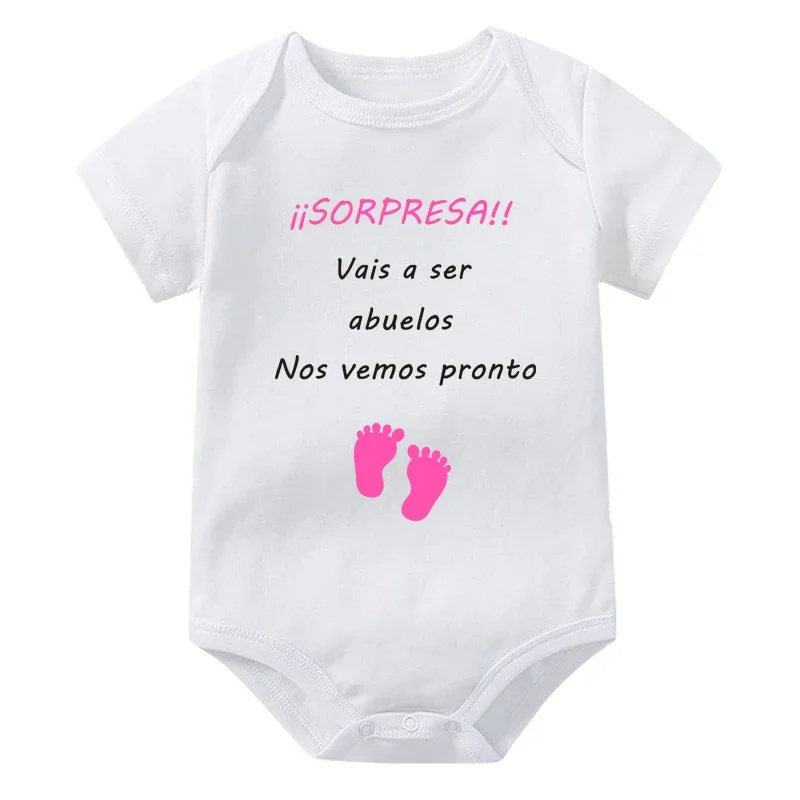 Sorpresa Vais a Ser Abuelos Baby Romper Pregnancy Announcement Newborn Bodysuit Infant Clothes New Grandparent Gifts