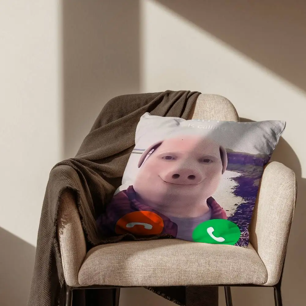 

J-John Pork Is Calling Square Pillow Bedroom Sofa Leisure Comfort CushionLiving Room Home Decoration