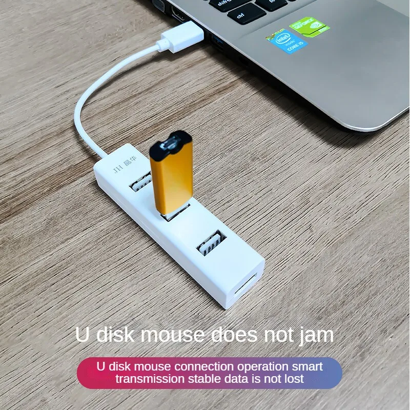 JINGHUA 4-Port USB Hub, Plug & Play, Stable Data Transfer, Nickel-Plated, Compatible with Laptop, PC, U Disk, Mouse, Keyboard