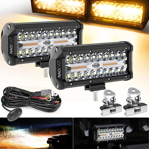 Barra de luz LED todoterreno de 240W y 7 pulgadas, luz de trabajo LED 4x4, 6 modos de conducción antiniebla, 12V, 24V, led lejos para ATV, camión, barco, accesorios para automóviles