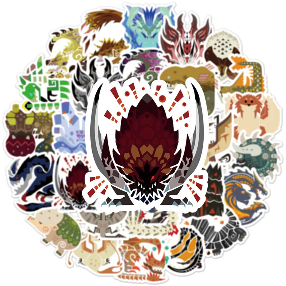 10/50PCS Monster Hunter Game Stickers For Skateboard Notebook Guitar Laptop Phone Decal Kids Toy DIY Waterproof Cartoon Sticker