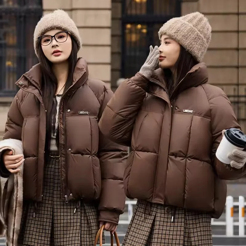 Nueva chaqueta de invierno Parkas para mujer, Chaqueta corta acolchada de algodón gruesa y cálida, prendas de vestir exteriores para mujer, abrigo holgado de manga larga para pan, abrigo