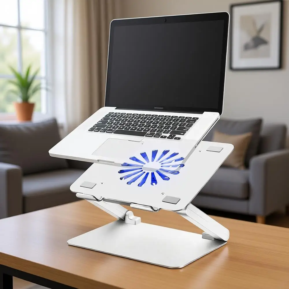 

Quiet 3.0 USB Hub Laptop Cooling Pad, Ventilated Stand for 17 Notebooks to Prevent Overheating
