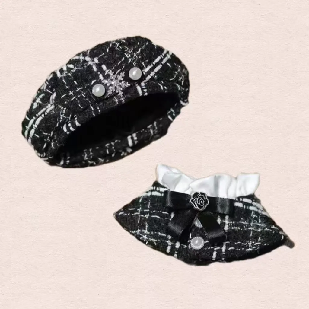 17CMvestiti labubu/vestiti per bambole in cotone, berretto, scialle alla moda, accessori labubu, 6 colori disponibili (senza bambola)