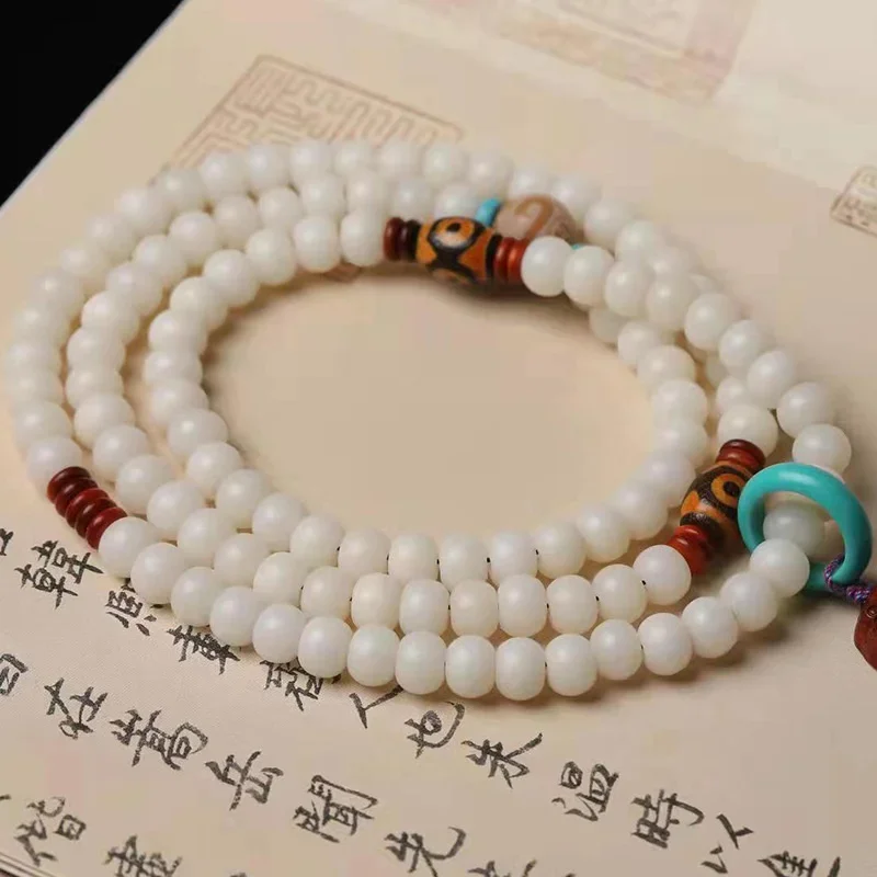 Perle de pomme Bodhi pour hommes et femmes, perle de bricolage, bracelet rune, blanc diversifié, chapelet, spécifications 8 × 10, usine de bijoux