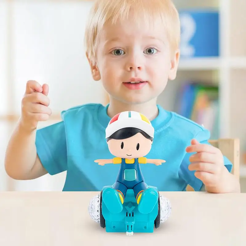 Véhicule de dessin animé cascadeur pour tout-petits, jouets de jardin d'enfants rotatifs, robot coule, voiture avec lumières colorées et musique, 360