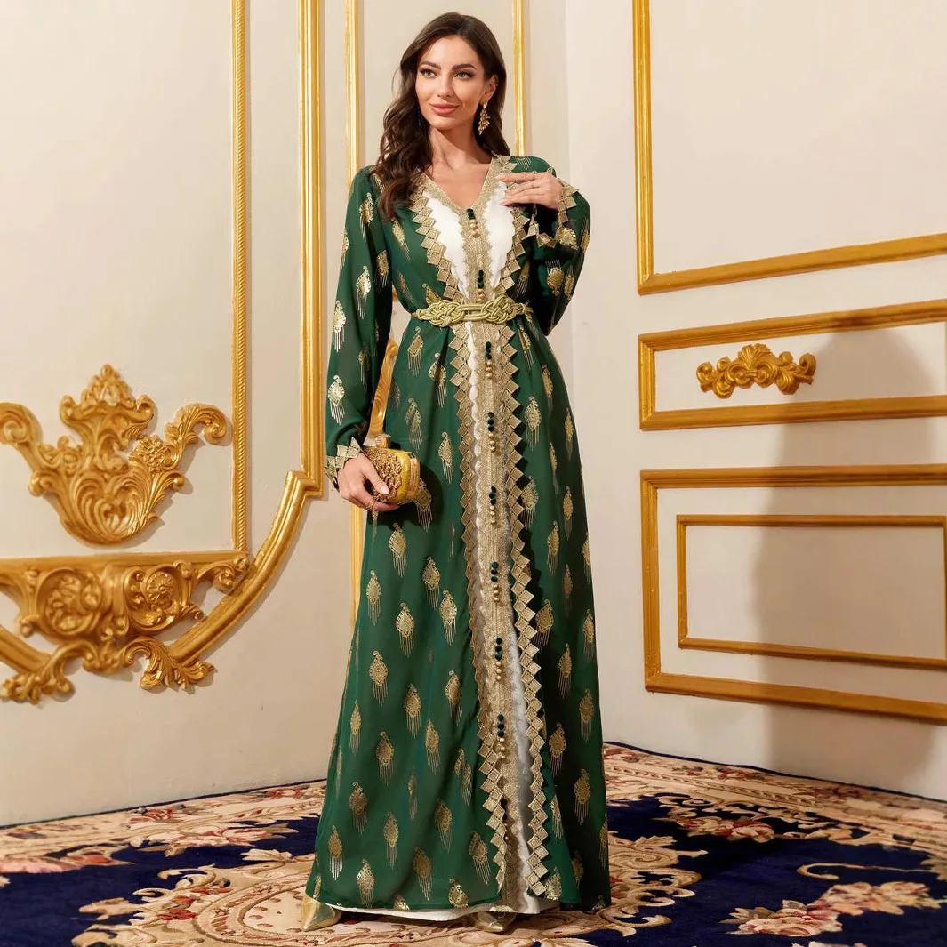 

Two-piece Set Women's Dress Arab Robe Dubai Fashion Women's Long Dress New Style Robe Abaya Ramadan Dubai Luxury Islam Elegant