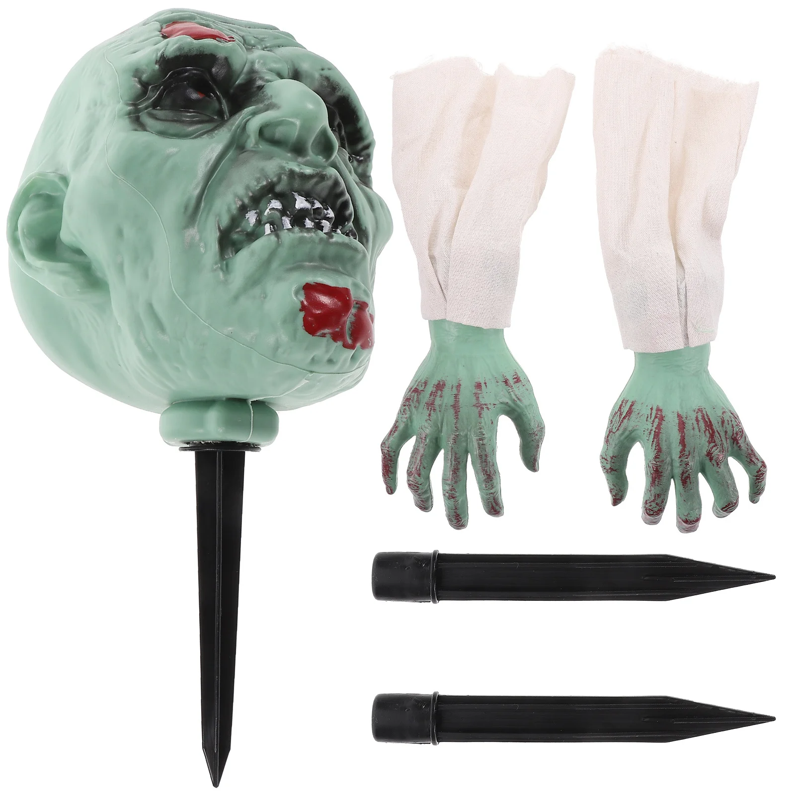 مجموعة واحدة من زينة حديقة الهالوين ذات الرأس الواقعي لتخطيط المشهد المخيف في الهواء الطلق وديكورات حديقة الهالوين