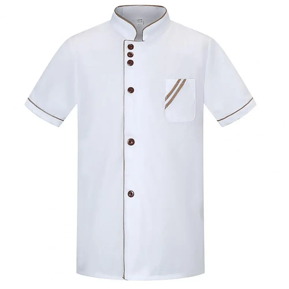 Uniform Restaurant Chef Shirt Cooking Clothes Summer Short Sleeve Quick Dry Buttons Chef Uniform Breathable Chef Workwear