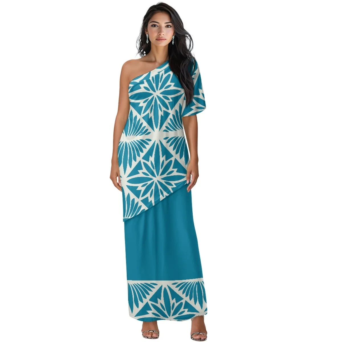 ชุดเดรสลายพิมพ์ชนเผ่าโพลินีเซียนสีแดงแบบซามัวสำหรับผู้หญิง เสื้อผ้าผู้หญิงเอเชียและหมู่เกาะแปซิฟิก ชุดเดรสสีชมพูสำหรับงานเลี้ยงตอนเย็น