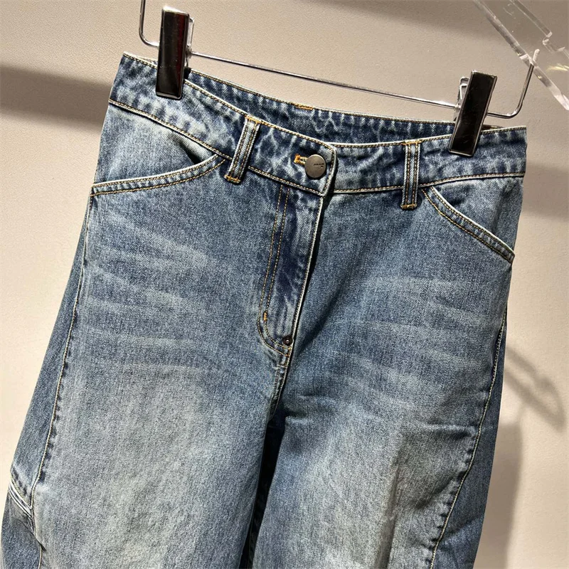กางเกงยีนส์ผู้หญิง 2026 ฤดูใบไม้ผลิ รุ่นใหม่ เอวต่ำ ทรงเข้ารูป ขาตรง สไตล์เรโทร ผ้าฝ้ายแท้ ทรงขากว้าง กางเกงผู้หญิง กางเกงยีนส์