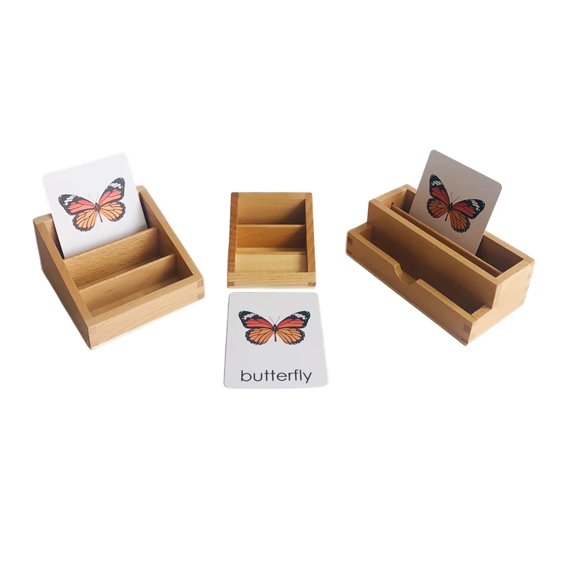 

Montessori Card Stand Wood Tray for 3-Part Cards Paper Container Preschool Language Material Educational Equipment Learning Tool