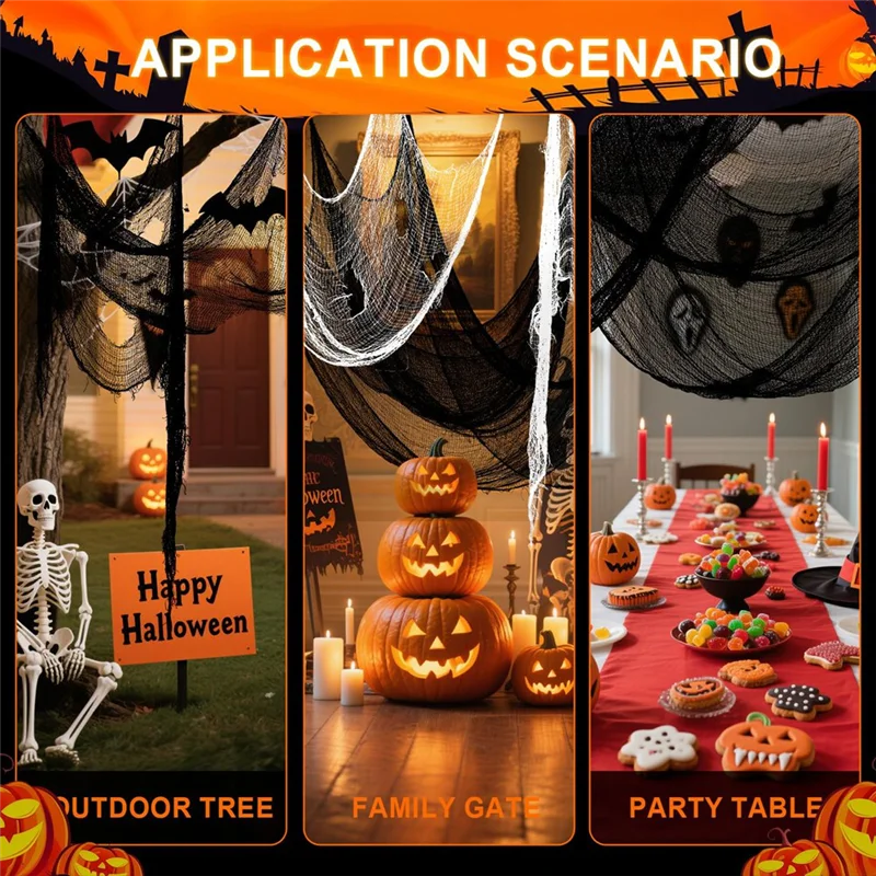 ABGE-Halloween 6 шт. марлевая ткань, жуткая ткань 30X72 дюйма для дома с привидениями, вечеринки, товары для улицы и дома