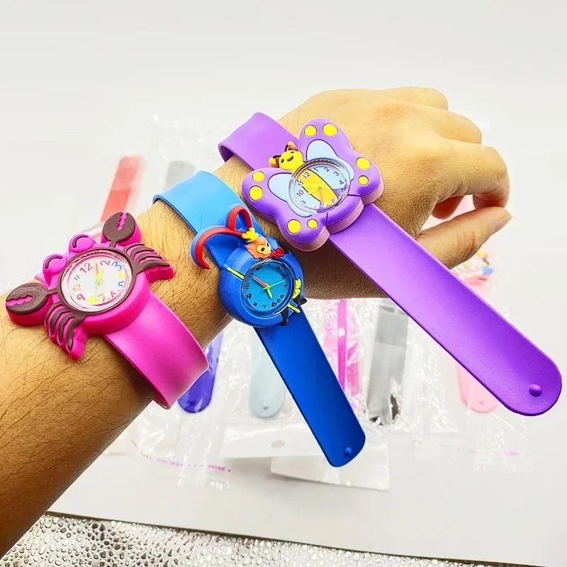 Cartoon Children Watches Baby Initial Learn Time Puzzle Toys Slap Bracelet Boys Girls Kids Unicorn Dinosaur Watch