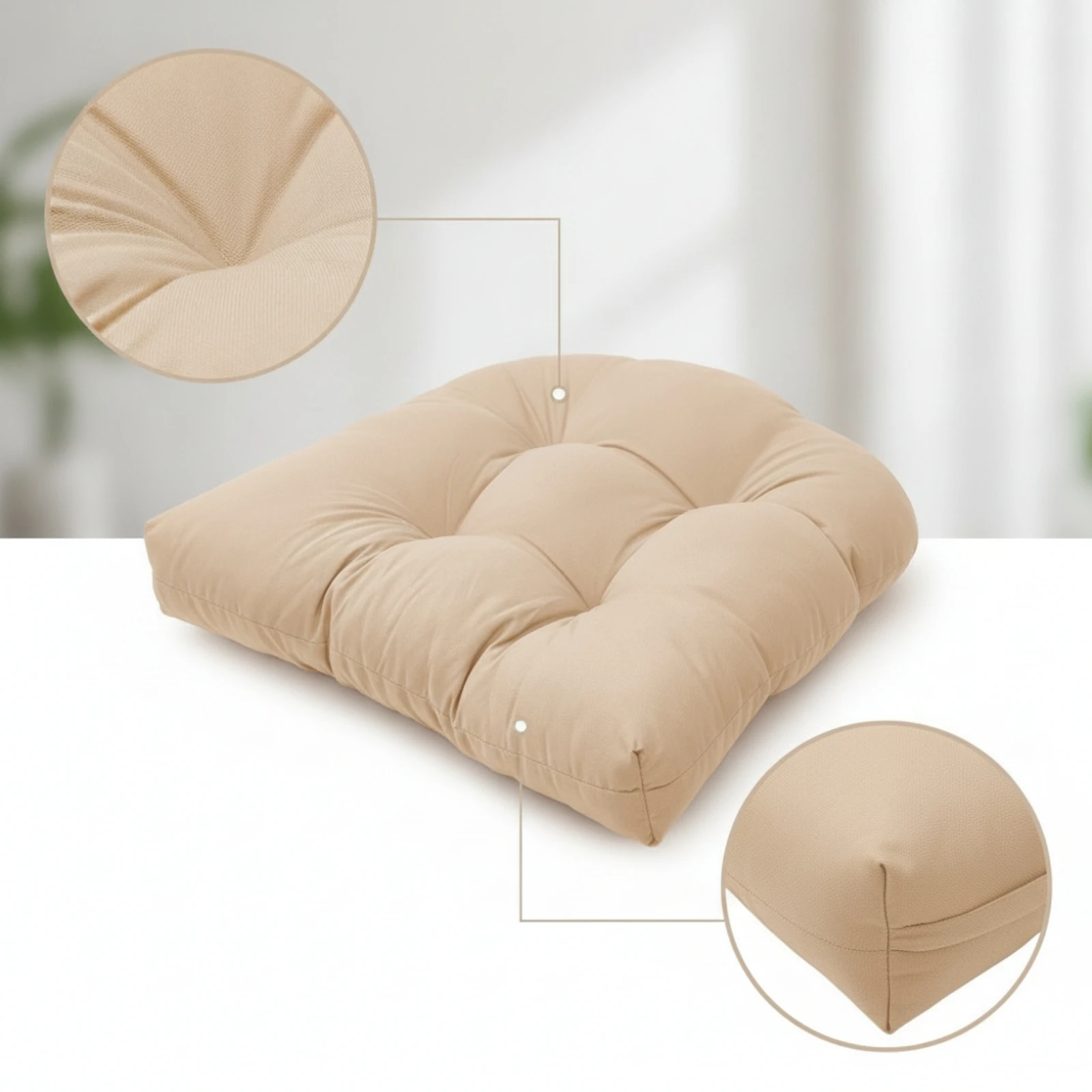 2 Pieces Tufted Chair Cushion Padded Square Chair Pad Tufted Seat Cushion Soft Comfortable for Patio, Garden