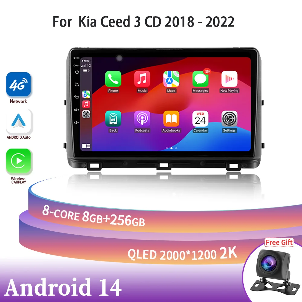 

Android 14 Wireless Carplay Stereo For Kia Ceed 3 CD 2018-2022 Head Unit Car Radio Central Multimedia Navigation Screen 2DIN