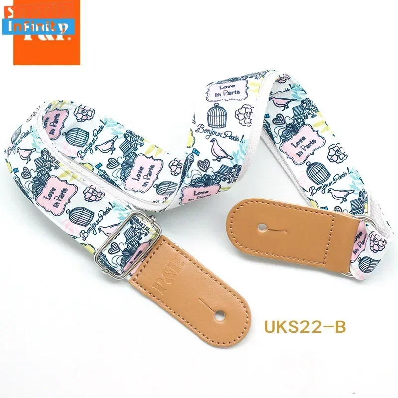 New Little Fresh Cartoon Acoustic Guitar Strap Printed Colorful Belt Electric Wood Guitar Ukulele Universal Guitar Accessories