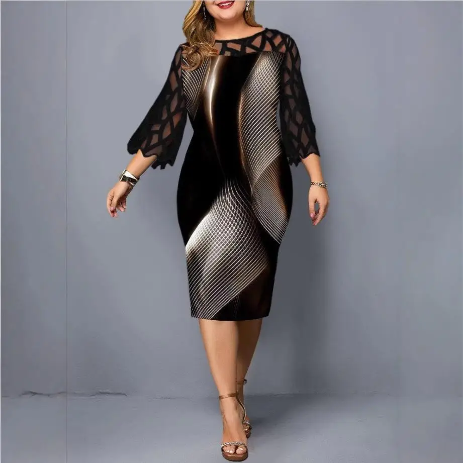 

Юбка А-силуэта средней длины с кружевными вставками и патчворком, на молнии, с боковыми разрезами, европейский стиль, для полных женщин