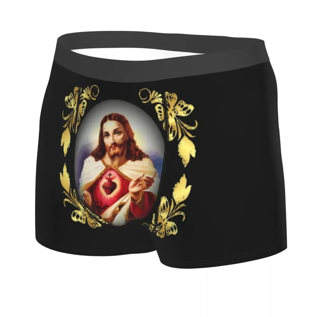 Sacred Heart Of Jesus Catholic Underwear Men Stretch Religion Christian Boxer Briefs Shorts Panties Soft Underpants For Homme