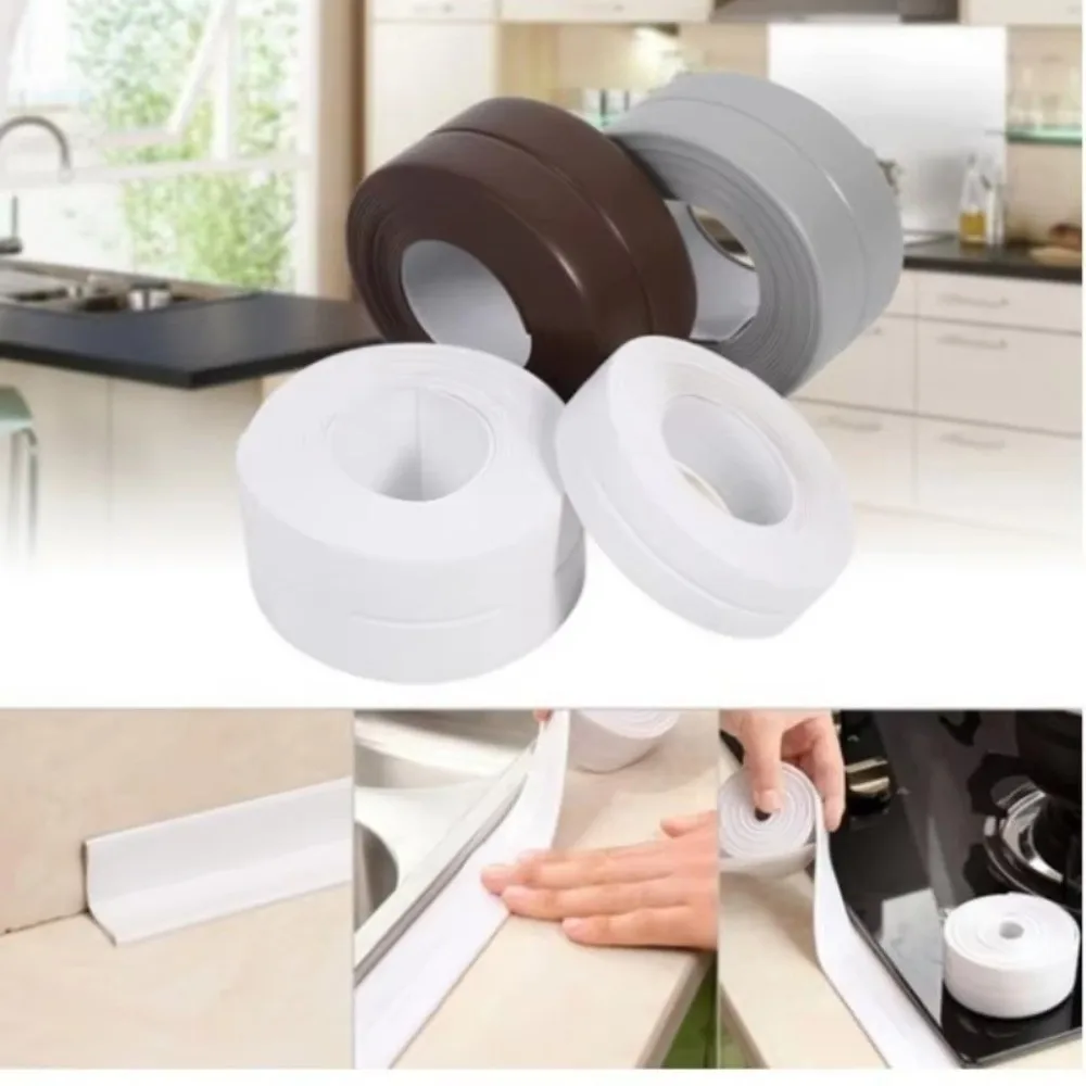 

Tape Caulk Strip PVC Sealing Tape Self Edge Seal Gap Self Adhesive Strip Durable 3.2M Length Mold Proof Tape for Countertop Edge