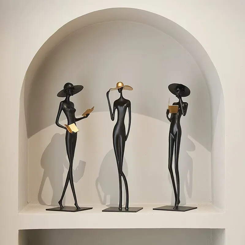luxury art sculptures reading books character sculptures room decoration accessories living room slender ornaments niche decorat