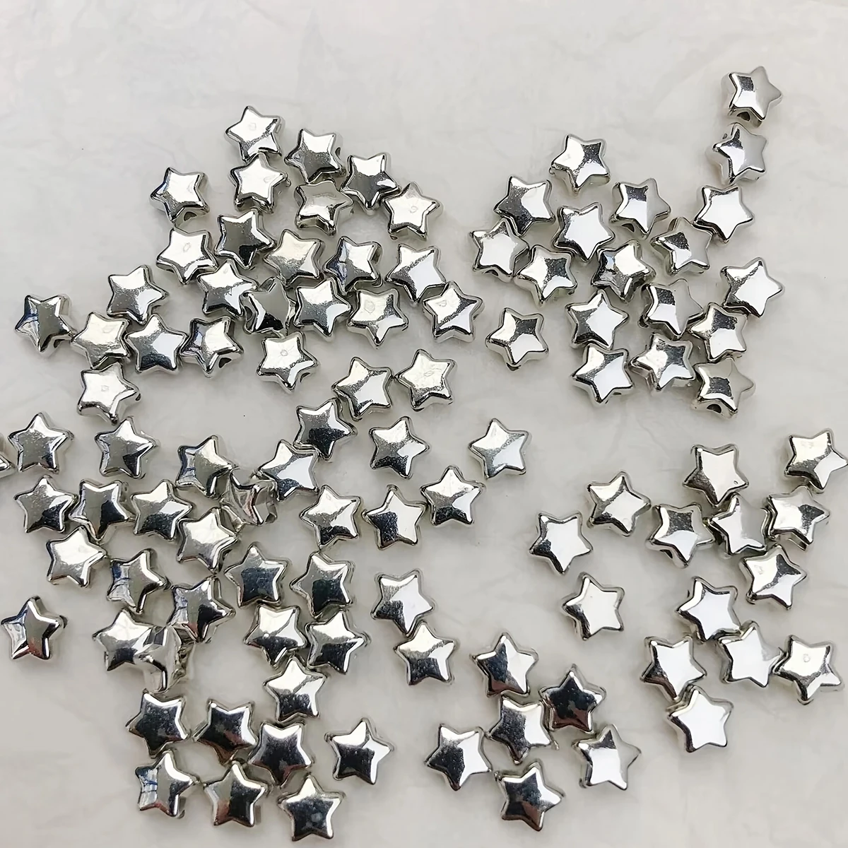 400/200 Stück 7 mm gerade, silbrige Sternperlen mit Loch für die DIY-Handarbeit – Detail 3