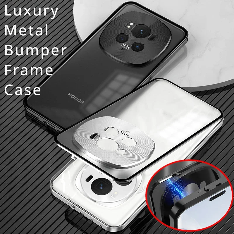 Honor Magic 6 PRO 5G Case Luxury Aluminum Alloy Bumper Frame Magnet Closed Metal Back Cover For Huawei Honor Magic6 PRO Cases